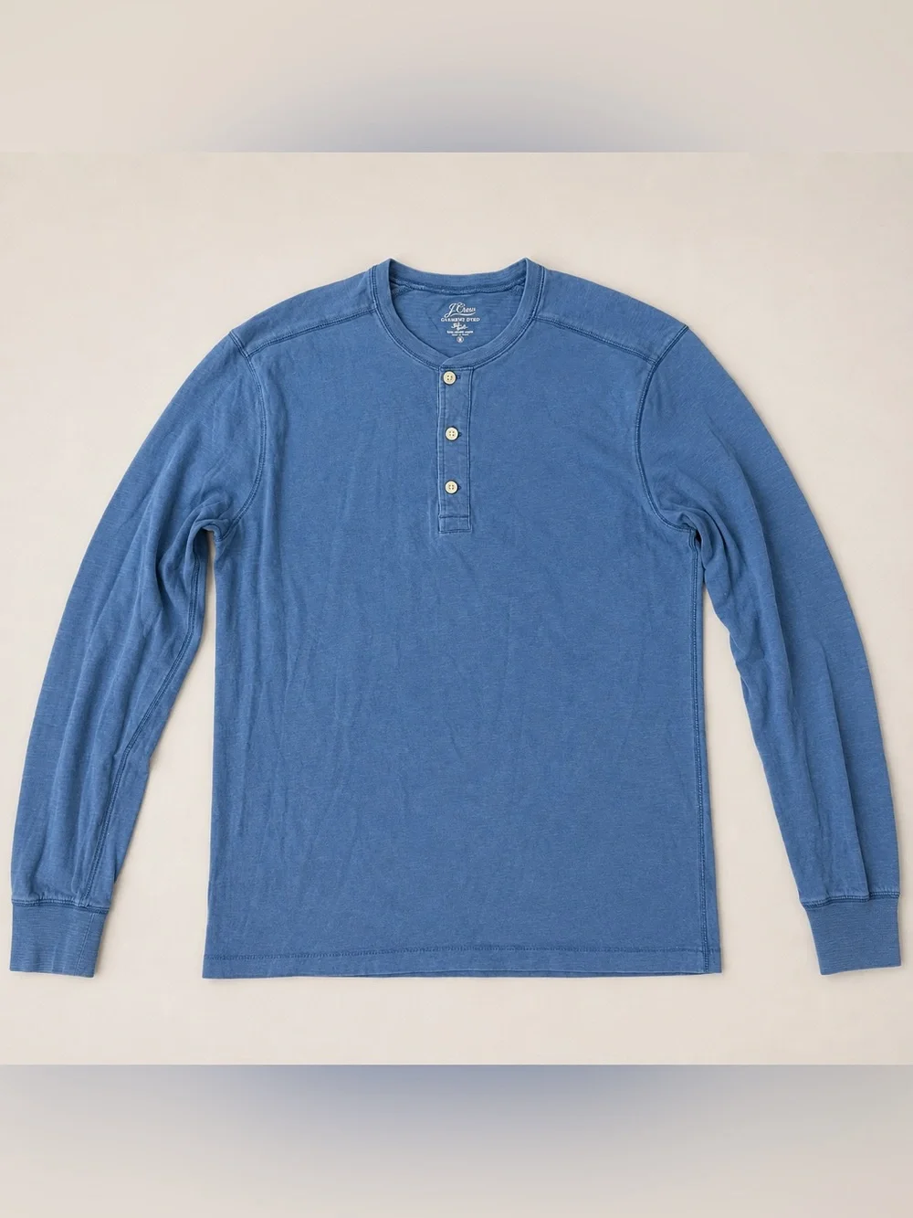 J.Crew Garment Dyed Long Sleeve Henley Shirt Men’s Medium Blue Cotton